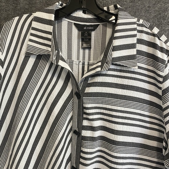 Ali Miles Top Women 1X Artsy Textured Asymmetric Oversized Tunic Lagenlook - Picture 4 of 10